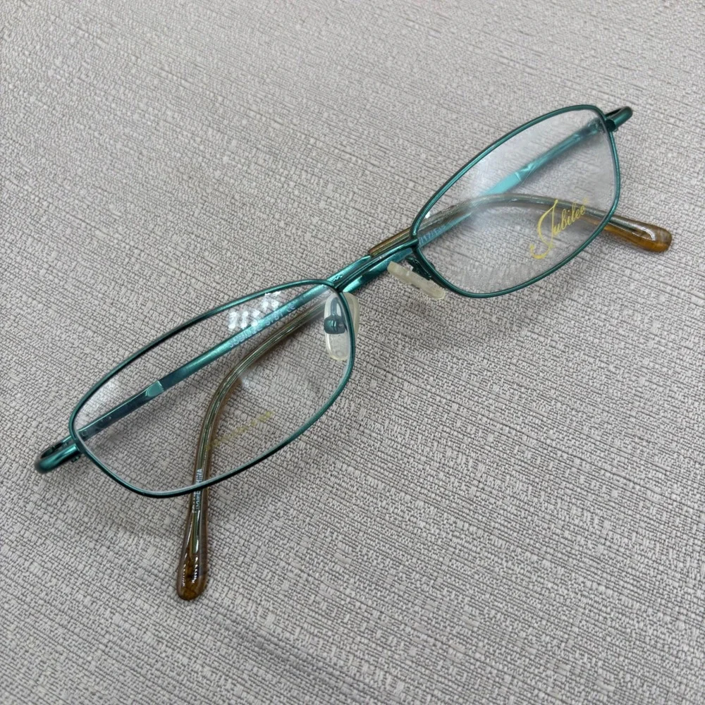 Jubilee Eyeglass Frames Women 51-17-135 Green Metallic Stainless Steel Librarian